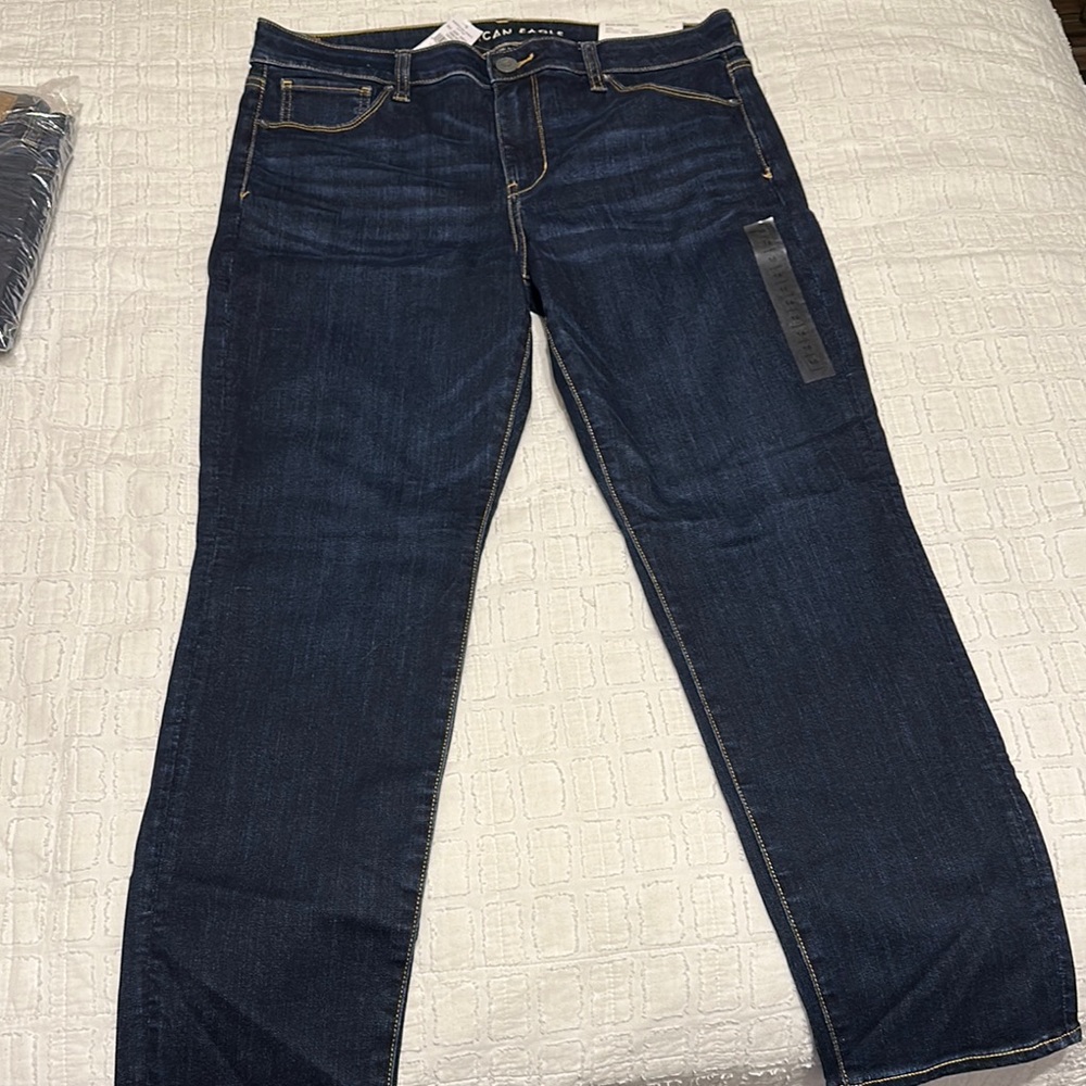 American Eagle Outfitters Dark Blue Women's Straight-Leg Jeans